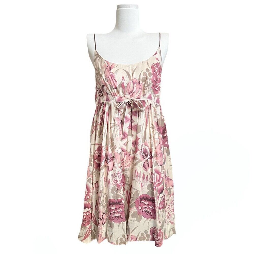 Tracy Reese by Plenty Jacana Floral Silk Spaghetti Strap Dress Sz 6 Empire Waist